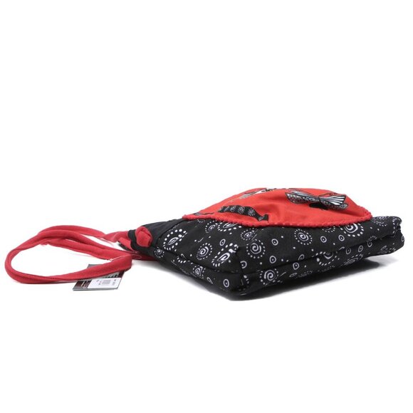 Laurel Burch Butterfly Canvas Shoulder Bag Crossbody Fabric Messenger Red Black - Picture 8 of 8